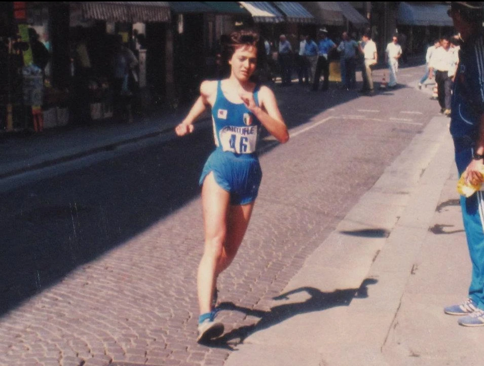 Grazia Orsani competing in a road race